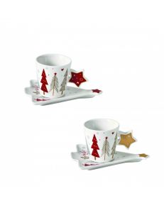 TAZZINA CAFFE FIOCCO DI NEVE SET 2 PZ NEW BONE CHINA