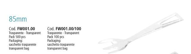 FINGER FORCHETTINA TRASPARENTE 8.5CM PZ 100