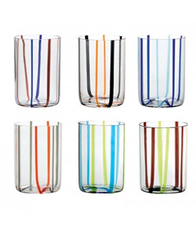 bicchiere vetro triache colori assortiti zafferano cf6 pz