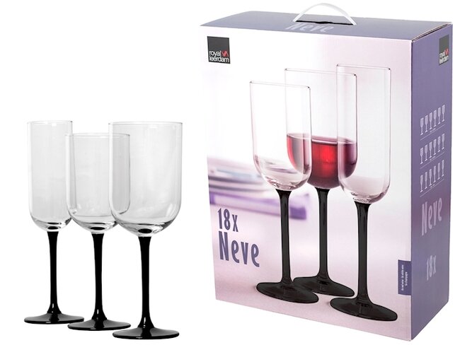 Neve set 18 pz calici con gambo nero