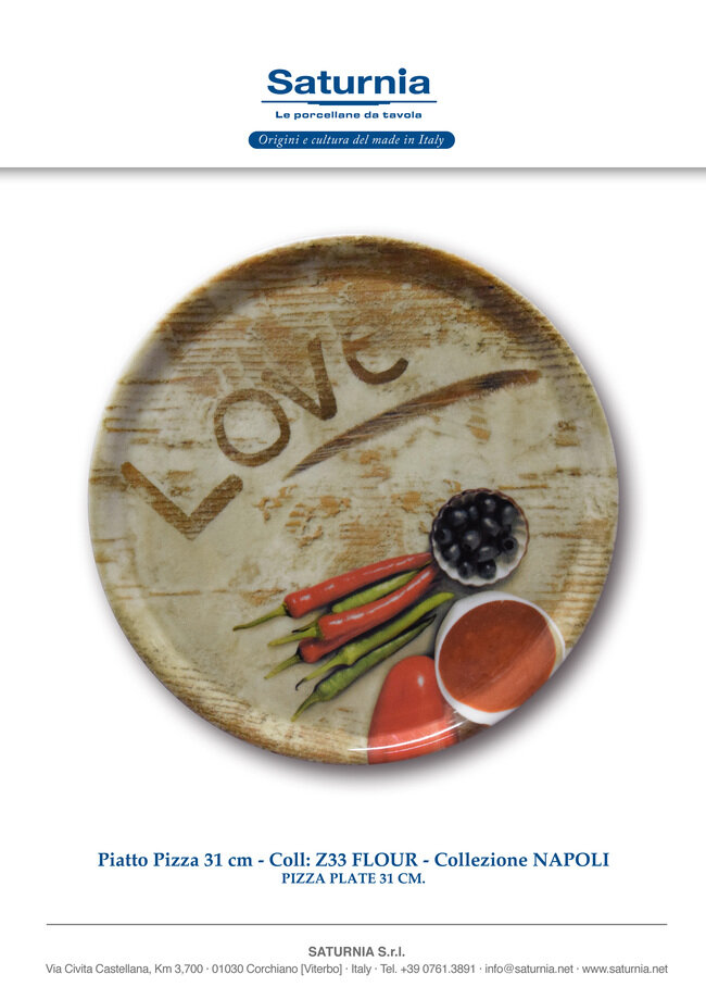 piatto pizza love cm 31 porcellana saturnia