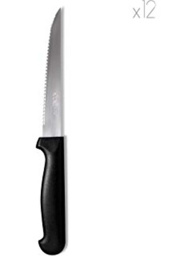 COLTELLO BISTECCA MANICO NERO CONF.12PZ