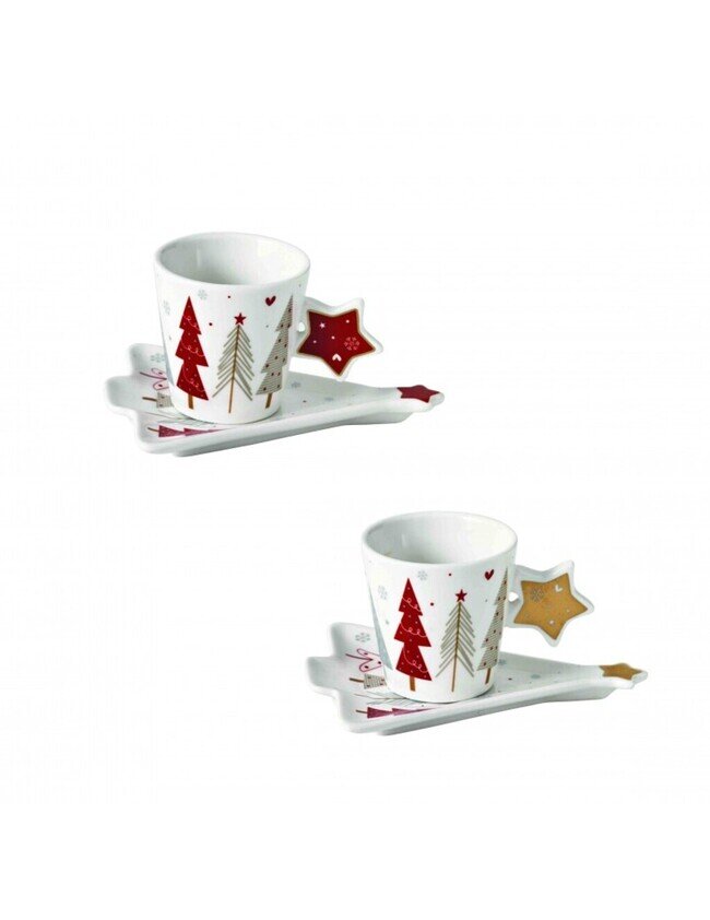 BRANDANI TAZZINA CAFFE FIOCCO DI NEVE SET 2 PZ NEW BONE CHINA