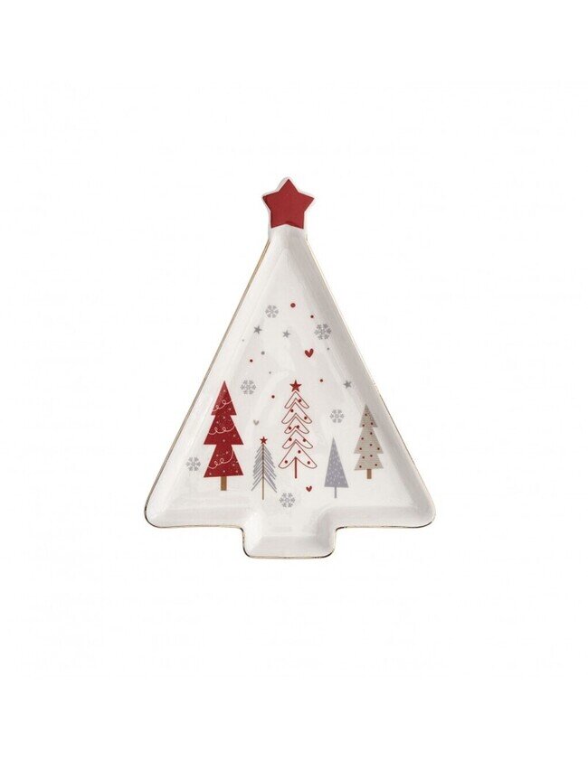 BRANDANI VASSOIETTO ALBERO FIOCCO DI NEVE NEW BONE CHINA