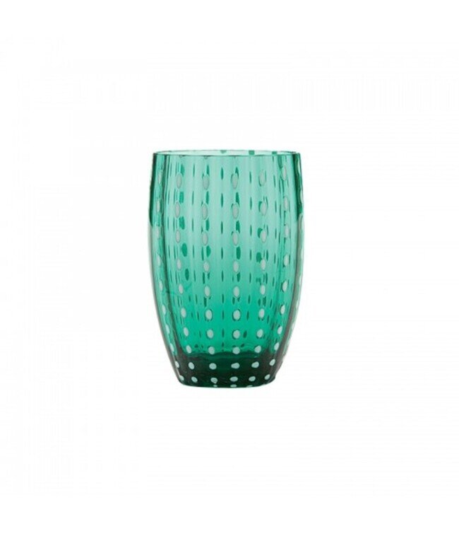 Bicchiere vetro Perle Verde Zafferano