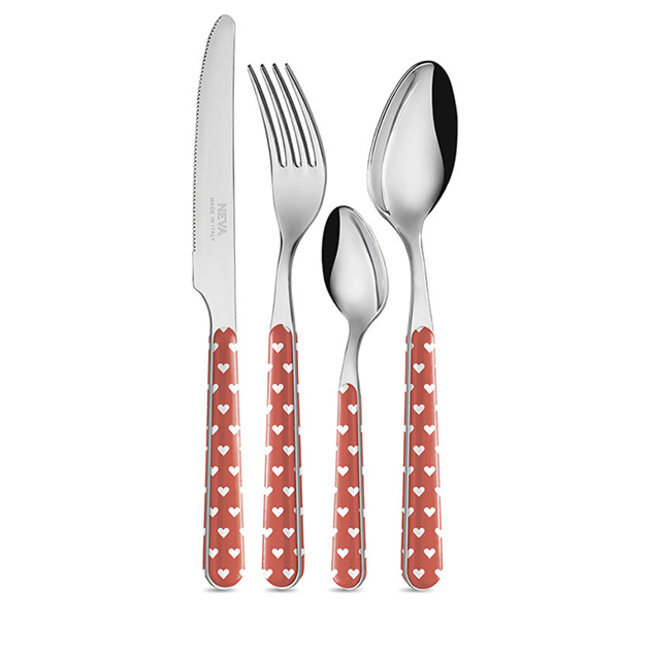 Neva posate cuoricini rosso set a 24 pz