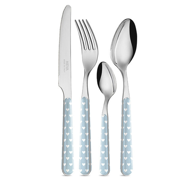 Neva posate cuoricini azzurro set a 24 pz