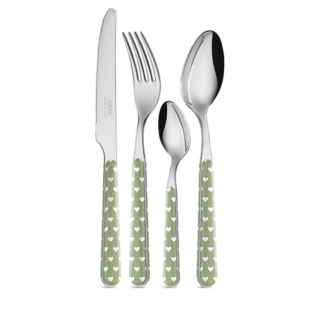 Neva posate cuoricini verde set a 24 pz