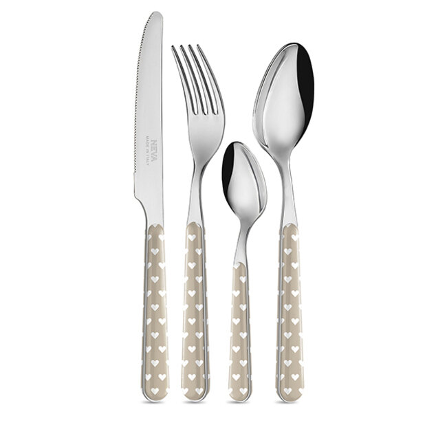 Neva posate cuoricini tortora set a 24 pz