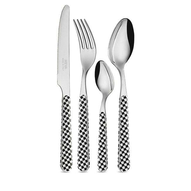 Neva posate Pied De Poule nero set a 24pz
