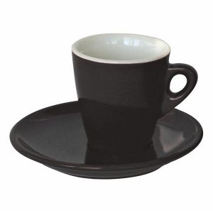 Tazza caffè nera con piatto Wilma