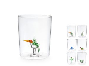Bicchieri in vetro con animali linea Brs cf 6pz