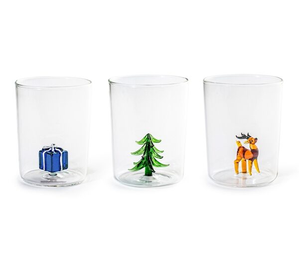 Bicchieri di Natale con miniatura interna cf 6pz